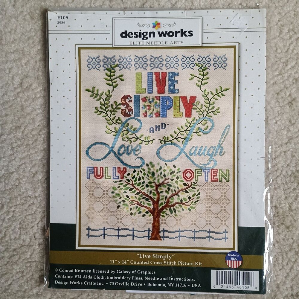 Counted Cross Stitch Kit - Design Works Live Simply, Love, Laugh #DW2986